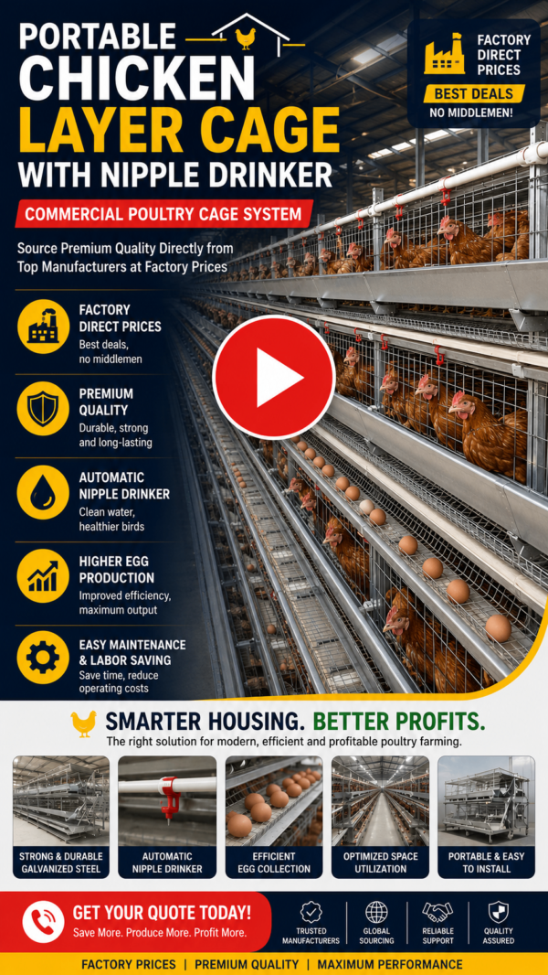 Portable Chicken Layer Cage with Nipple Drinker | Factory-Direct Commercial Poultry Cage Systems Portable Chicken Layer Cage with Nipple Drinker | Factory-Direct Commercial Poultry Cage Systems