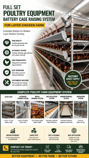 Full Set Poultry Equipment Battery Cage System for Layer Chicken Farm | Automatic Egg Production Solutions