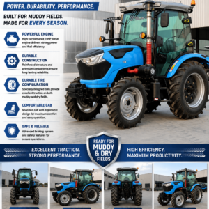 70HP Farm Tractor with Durable Tires | All-Terrain Agricultural Tractor for Muddy & Dry Fields