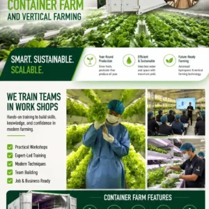 Hydroponic Grow Container Trains Teams in Work Shops with Hydroponic Container Farm and Vertical Farming