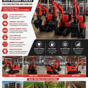 CE Approved Mini Excavator with Rubber Tracks for Farm Use