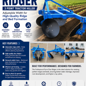 Professional Farm Disc Ridger | 3 Point Tractor Hiller with Adjustable Width for Ridge & Bed Formation