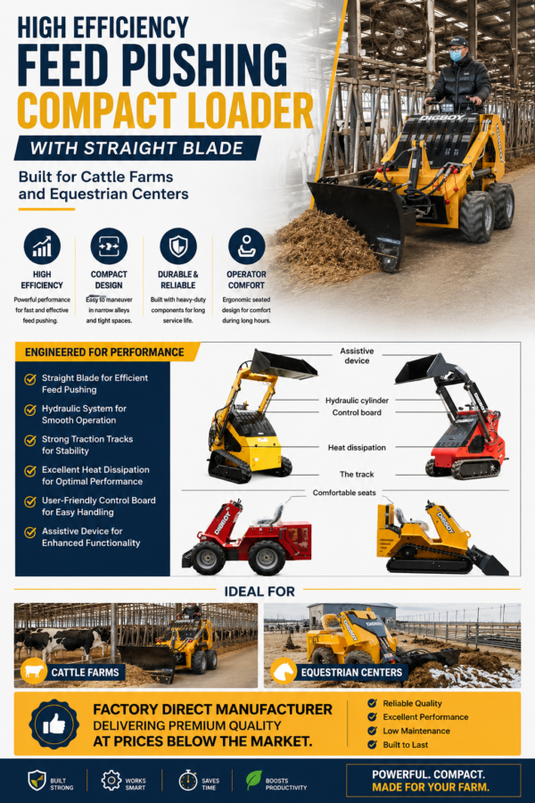 Feed Pushing Compact Loader | High Efficiency Farm Feed Loader Feed Pushing Compact Loader | High Efficiency Farm Feed Loader
