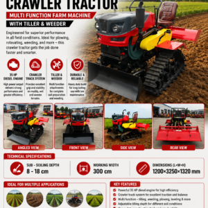 35 HP Diesel Crawler Tractor | Multi Function Farm Tractor with Tiller & Weeder for Agricultural Use