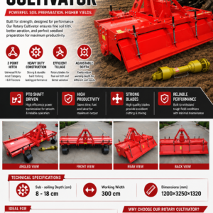 High-Powered Farm Tiller with Blade Rolle and Variable Gear Positions