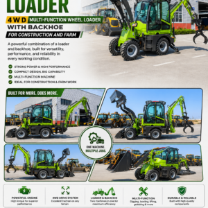 15-20 Mini Backhoe Loader | 4WD Multi-Function Wheel Loader for Construction & Farm