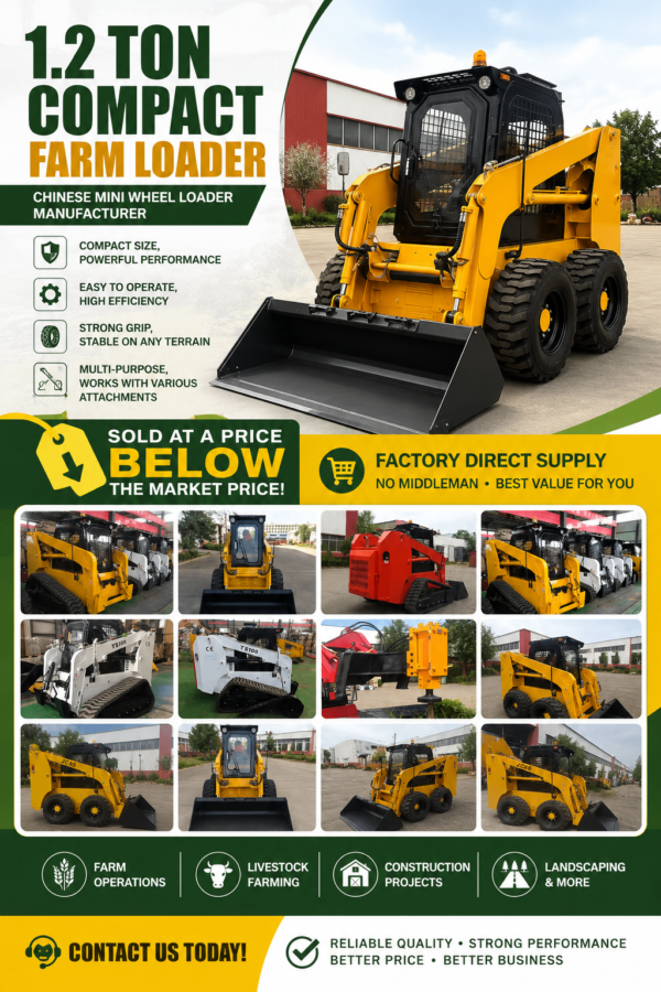 1.2 Ton Compact Farm Loader | Chinese Mini Wheel Loader Manufacturer 1.2 Ton Compact Farm Loader | Chinese Mini Wheel Loader Manufacturer