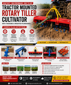 Tractor Mounted Rotary Tiller | Heavy Duty Farm Cultivator Tractor Mounted Rotary Tiller | Heavy Duty Farm Cultivator
