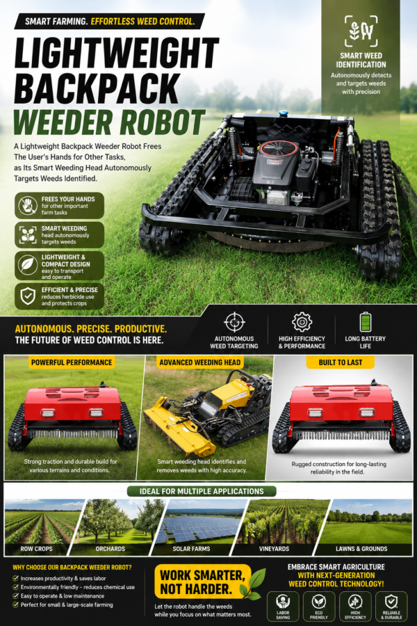 Backpack Weeder Robot | Lightweight Autonomous Smart Weeding Machine Backpack Weeder Robot | Lightweight Autonomous Smart Weeding Machine
