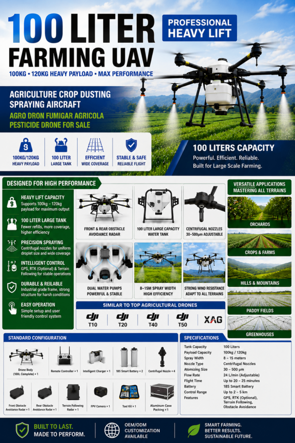 100L Heavy Lift Agricultural Spraying Drone | AgriMachSource