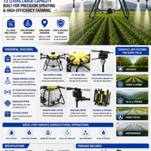 80kg Heavy Lift 72L Agricultural Spray Drone